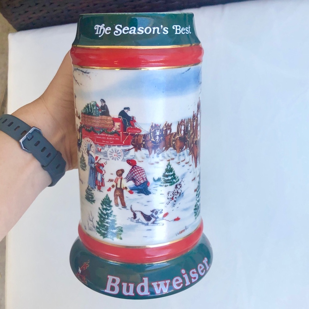 Vintage Christmas Budweiser Stein, 1991